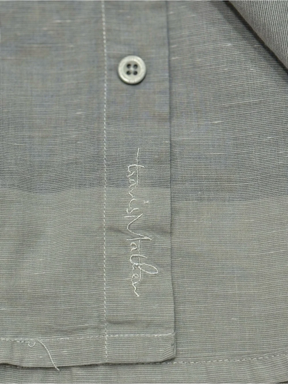 TravisMathew Men’s Short-Sleeve Casual Button-Down Shirt (Grey/Blue, Size L)